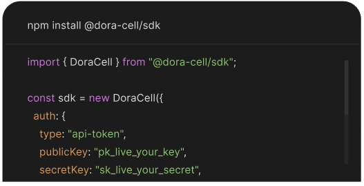 Dora Cell SDK code snippet